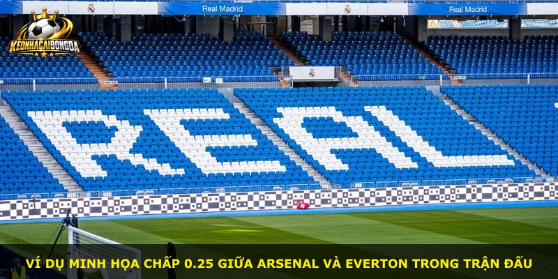 Ví dụ minh họa chấp 0.25 giữa Arsenal và Everton trong trận đấu